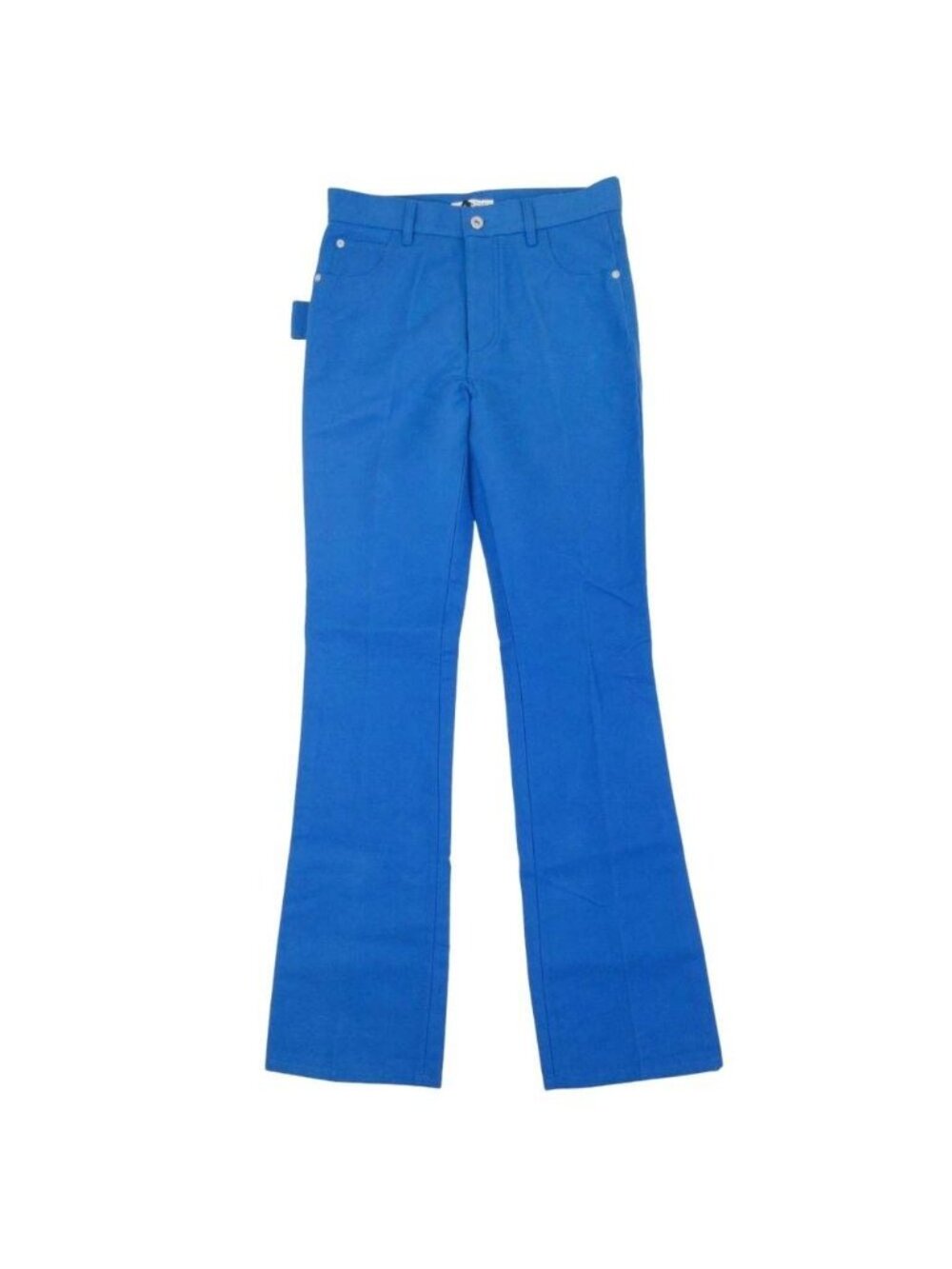 Bottega Veneta Cotton Silk Moleskin Flare Pants Trousers Blue 42